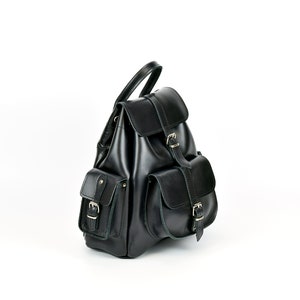 Women Leather Backpack Handmade of Full Grain Leather, Waxed Leather Rucksack Medium Size, Available in 6 COLORS Black
