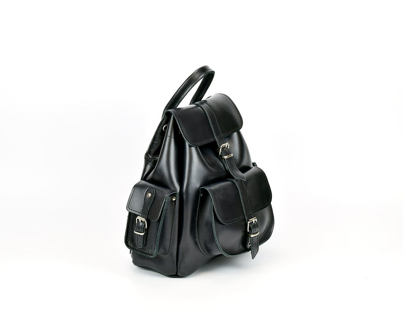 Women Leather Backpack Handmade of Full Grain Leather, Waxed Leather Rucksack Medium Size, Available in 6 COLORS Black