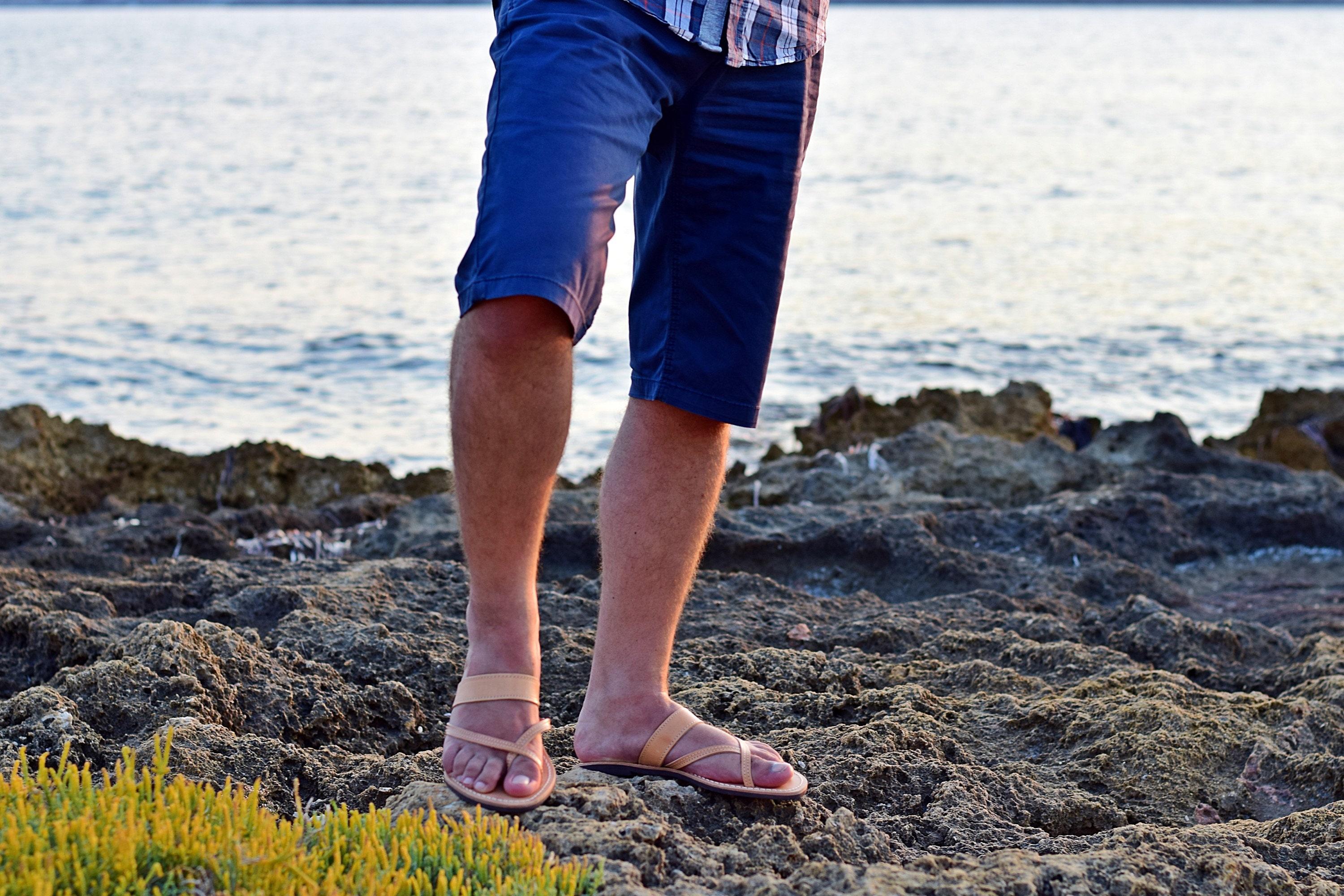 DORIS Men's Leather Sandals Slip on Summer Shoes Handmade - Etsy