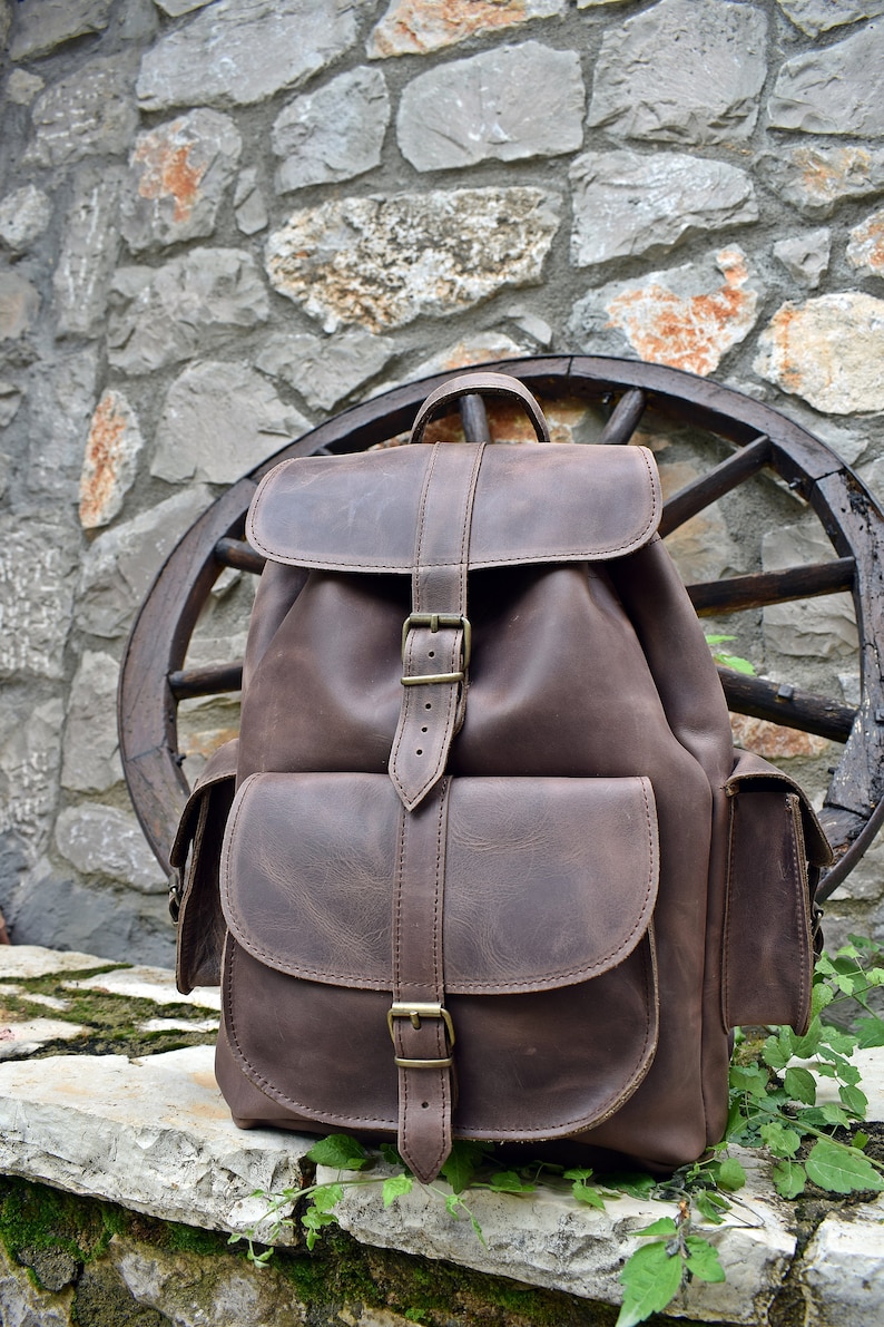 full grain leather backpack