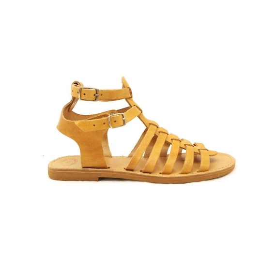 HIGH BATTLE: Flat Ancient Greek Gladiator Sandals Handmade of | Etsy
