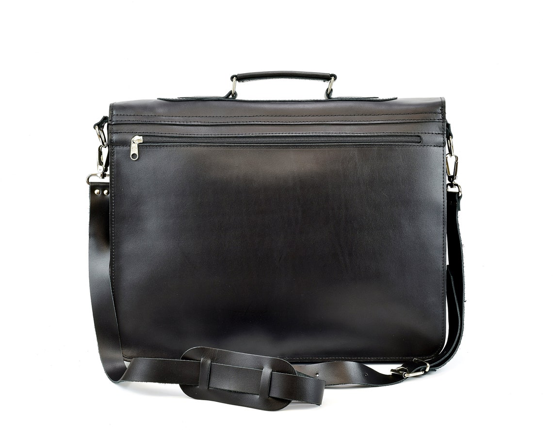 Full Grain Leather Briefcase 17 Inch Laptop Messenger Bag Etsy