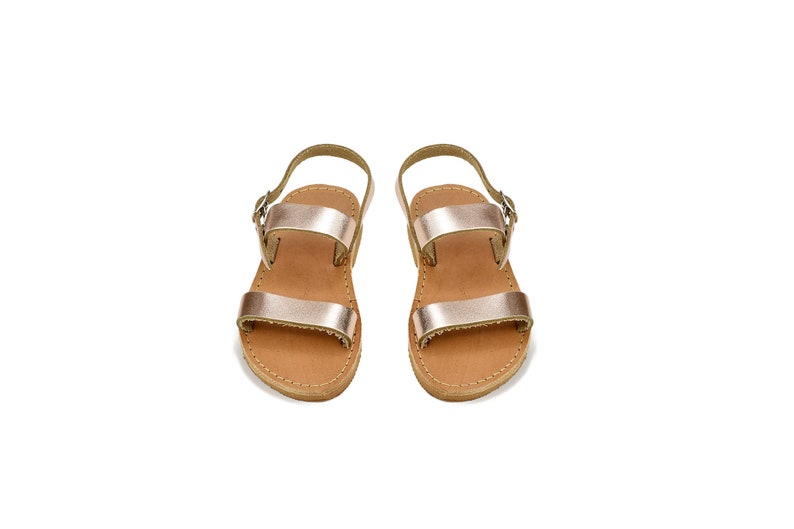 Baby Leather Sandals Rose Gold Kid's Sandals Children Sizes Slingback Shoes with Buckles, Birthday Gift, Baby Shower Gift, Leather Gifts. image 4