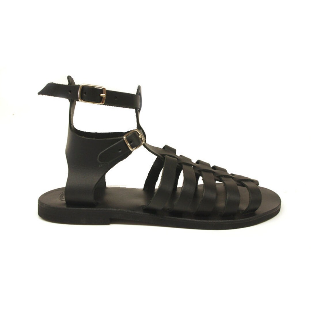 ハンドメイドグラディエーターサンダル：ギリシャ製カーフレザー