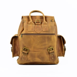 Waxed Leather Backpack Knapsack from Full Grain Leather, Handmade in Greece. LARGE size. image 6