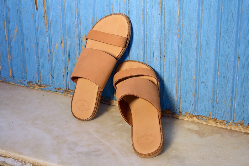 Nude Sandals for Women Nubuck Leather Sandals with Soft Anatomic Insole Greek Sandals Handmade of Nubuck Genuine Calfskin Leather.