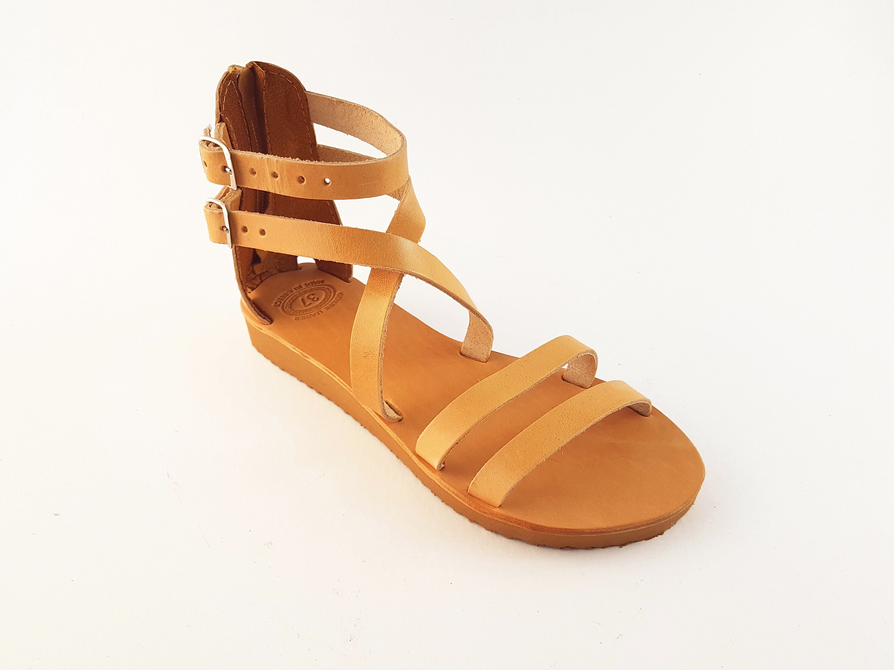 Greek Leather Sandals Women's Back Zip Platform Summer | Etsy