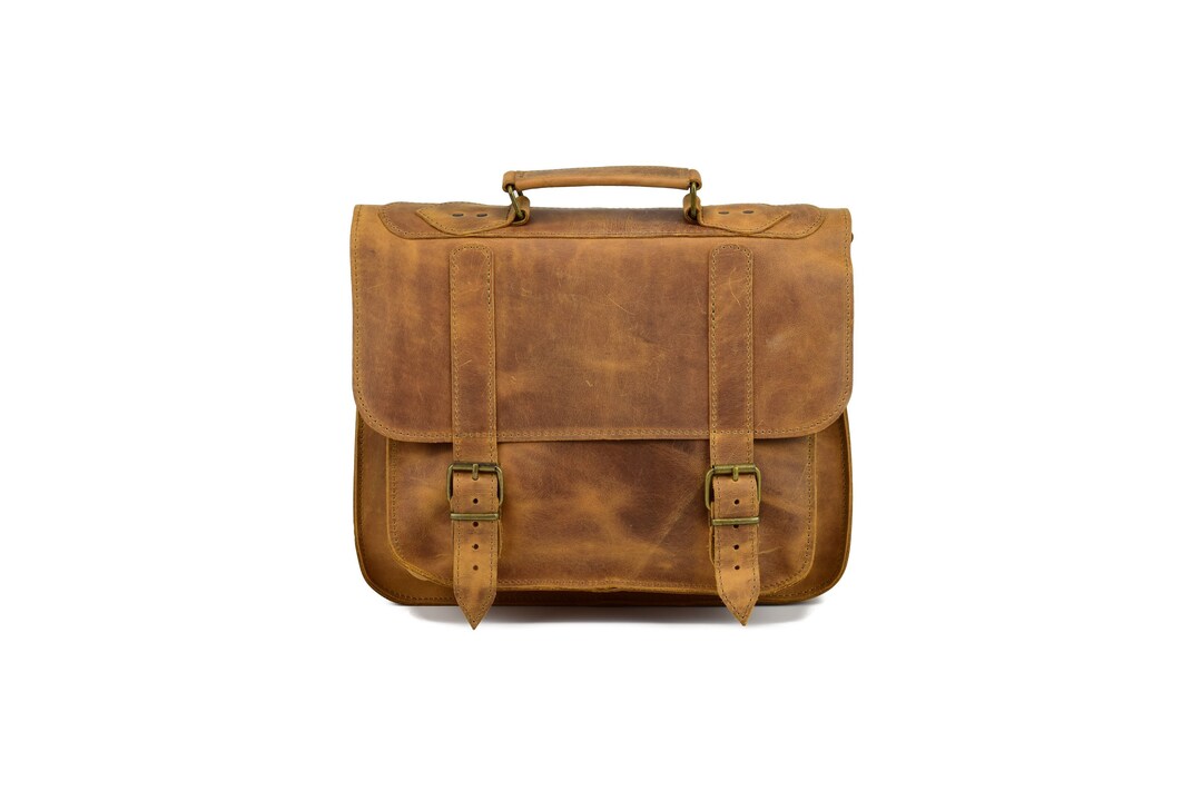 Leather Messenger Bag 13 Inch Laptop Bag Handmade of Full Grain Leather