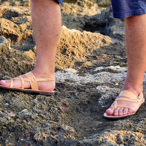 ROMAN Leather Sandals Men's Handmade in Greece From Calf - Etsy