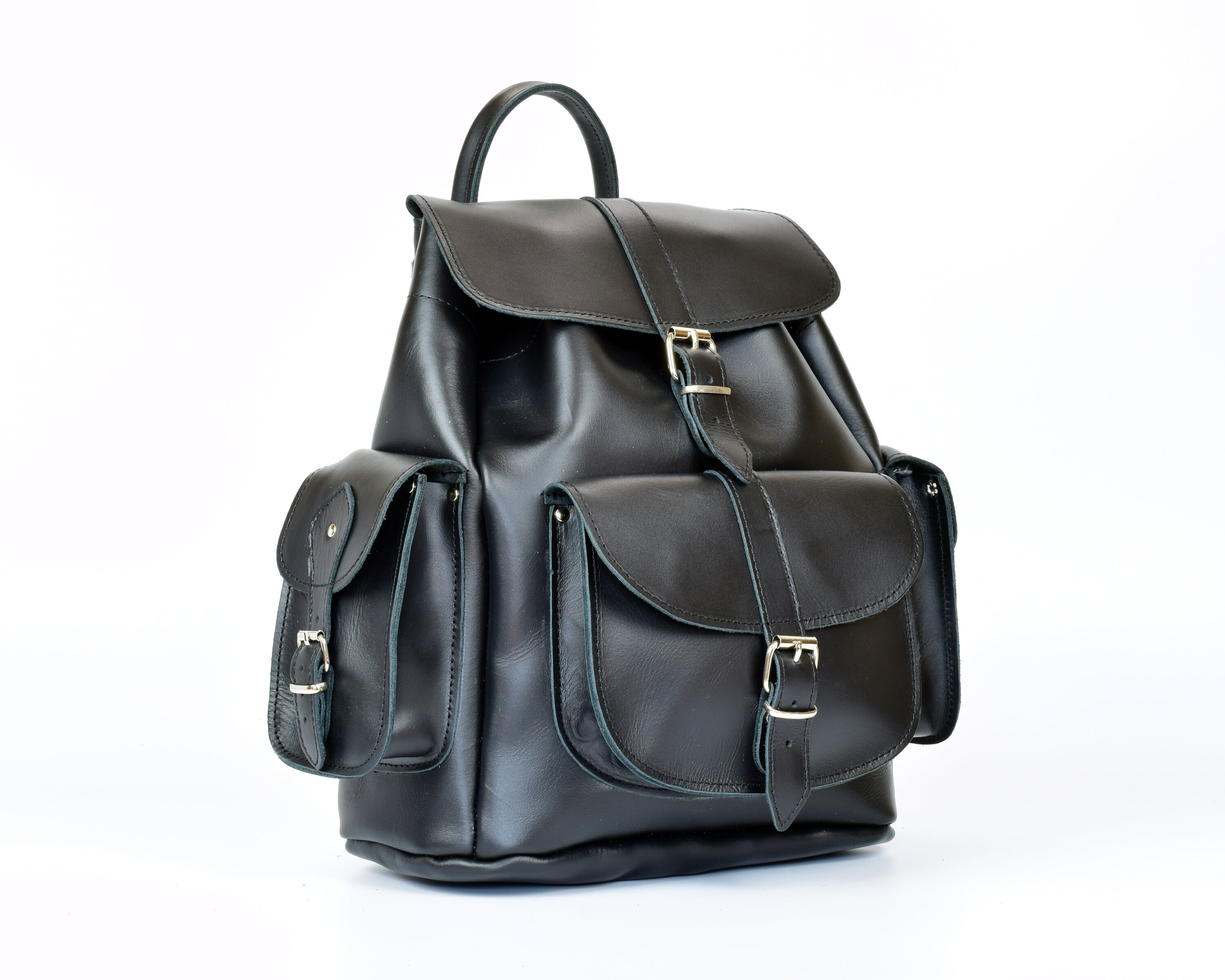 Handmade Black Large Capacity Calf Leather Backpack Bag Generosity large backpack in black leather bags – STIVALI  main image 2