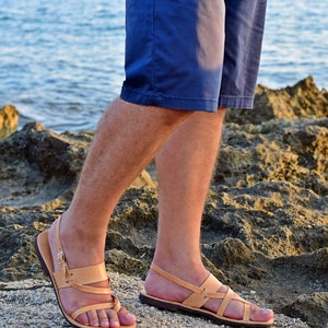 ROMAN Leather Sandals Men's Handmade in Greece From Calf - Etsy