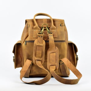 Waxed Leather Backpack Knapsack from Full Grain Leather, Handmade in Greece. LARGE size. image 5