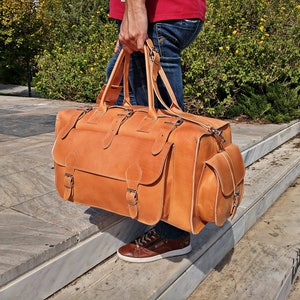 Leather Travel Bag Overnight Bag, Leather Carryall Bag, Weekender Bag, Travel Bag from Full Grain Leather. image 5
