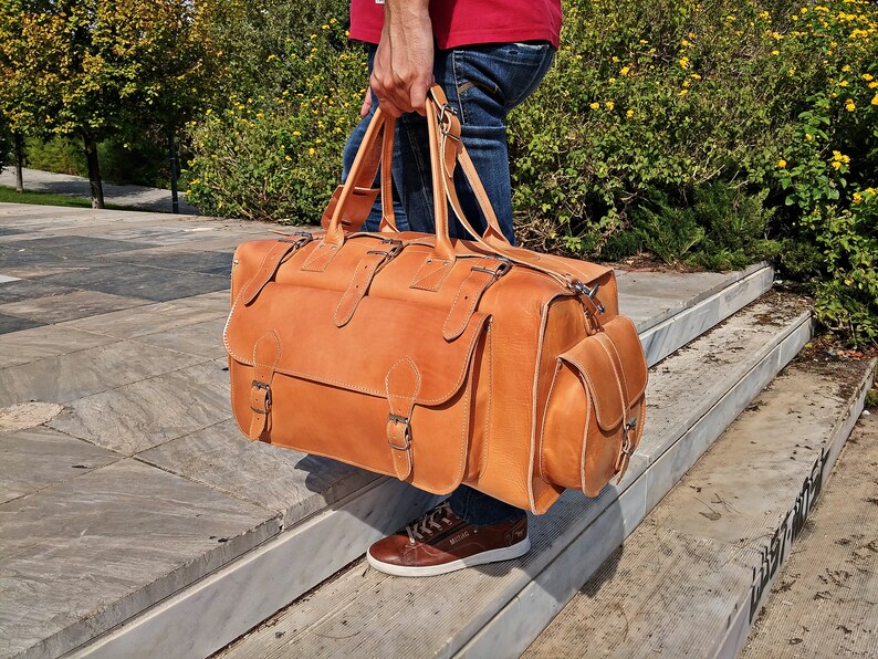 Leather Travel Bag Overnight Bag, Leather Carryall Bag, Weekender Bag, Travel Bag from Full Grain Leather. image 5