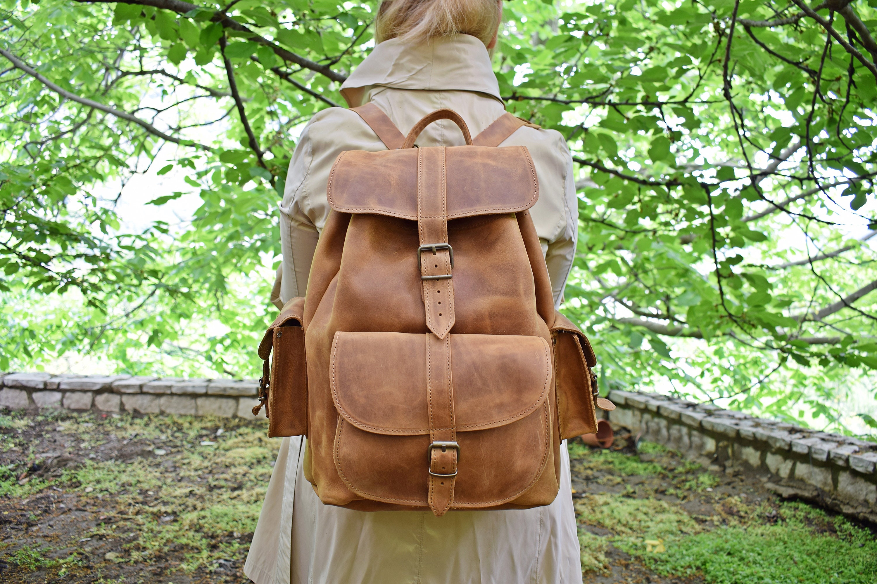 Mens Leather Backpack Extra Large Laptop Backpack Handmade Etsy
