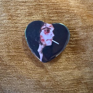 Gerard Way Bloody Face Button – 2” Heart Shaped Pin or Magnet – MCR Fanmade Merch