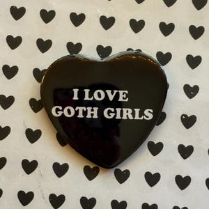Goth Girls Heart Button: Alt Fashion Pin - Punk Rock Accessory