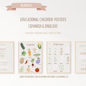 Educational Poster/14 Printable's/Classroom decor Bundle/Homeschool Decor/Classroom Poster/Printable wall art/ Spanish educational poster