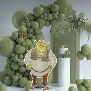 Recorte de Shrek, decoración recortable de Shrek, tema de decoración de fiesta de Shrek, accesorio de pie para fiesta de cumpleaños, descarga digital, acuarela