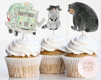 Adornos para cupcakes con forma de camión de basura