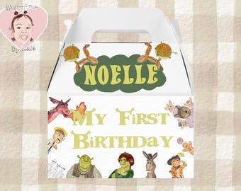Shrek party favor box / far far away/watercolor/treatbox/digital download/birthdaypartyfavors