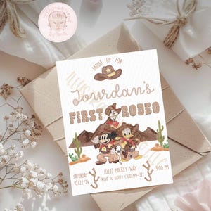 cowboy mickey birthday invitation