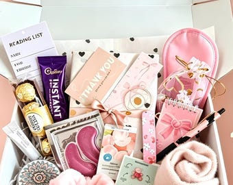 Caja personalizada de lujo para una cita a ciegas con un libro. Set de regalo para lectores. Cesta de libros para el autocuidado. Regalo para miembros del club de lectura. Caja de libros y belleza.