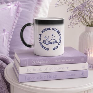 Magic Heat Changing Mug - Reading Club Bookish Gift - Morphing Coffee Cup for Book Lovers - Secret Reveal Bibliophile Mug - Handmade Gift