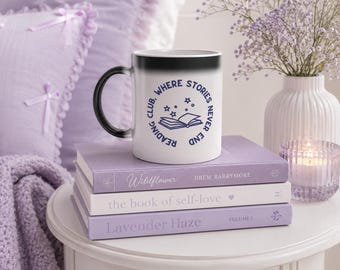 Taza mágica que cambia de color con el calor - Regalo para amantes de los libros del club de lectura - Taza de café transformable para bibliófilos - Regalo hecho a mano