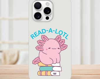 Funda para iPhone 16 con diseño de ajolote rosa, regalo ideal para amantes de la lectura, funda protectora transparente y flexible, accesorio estético personalizado para el teléfono.