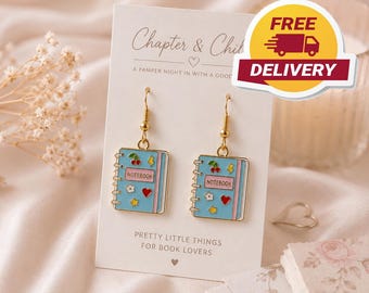 Pendientes con motivos literarios, pendientes colgantes. Regalo ideal para amantes de la lectura. Pendientes para lectores. Joyería para bibliotecarias. Regalo para amantes de la lectura.