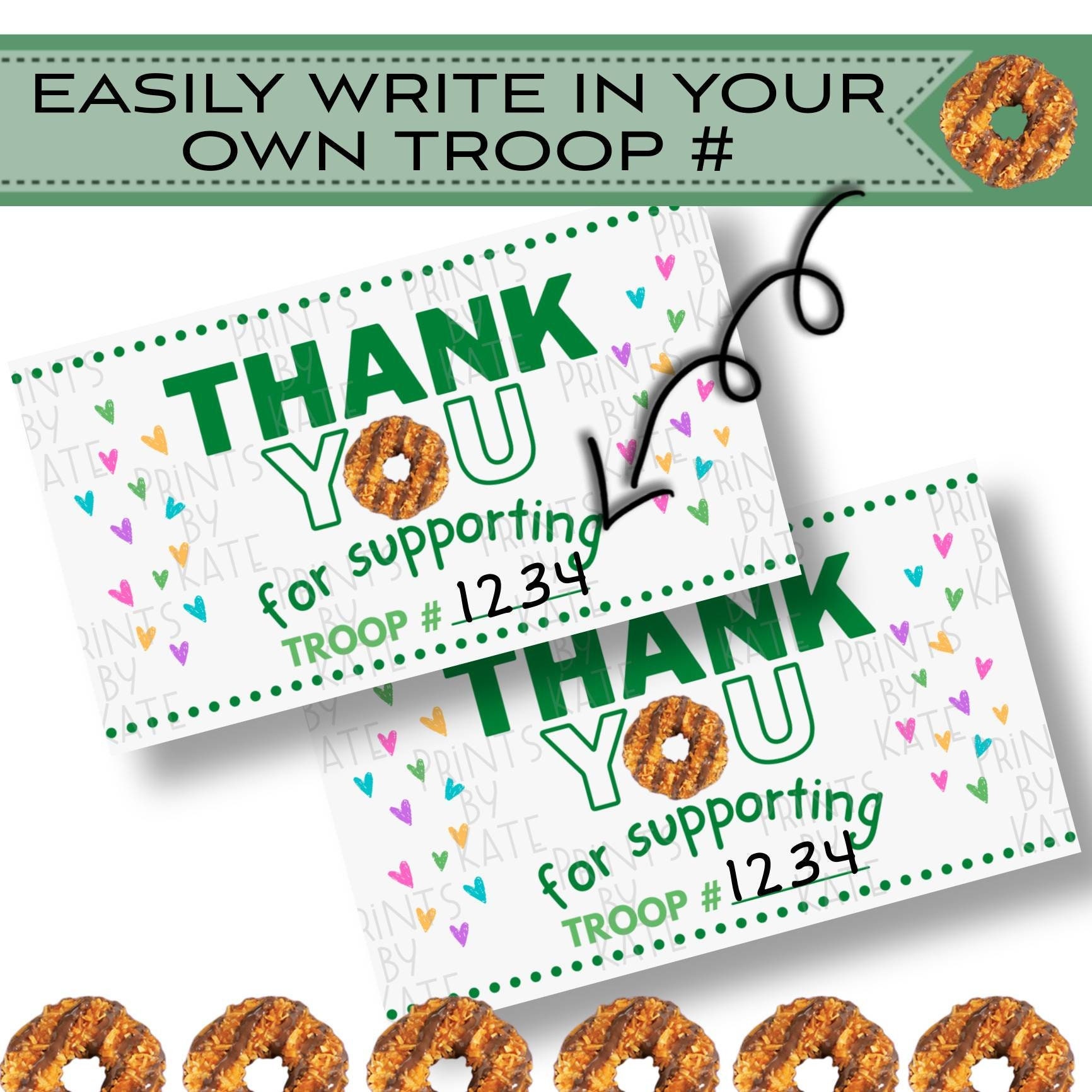 Girl Scout Cookie Thank You Cards or Tags Printable Digital - Etsy