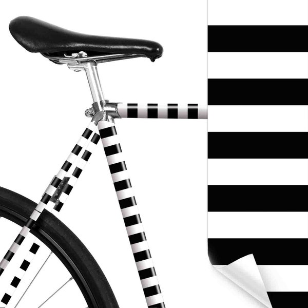 MOOXIBIKE Muster Blockstreifen - Fahrradfolie Schwarz Weiß