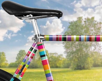 Fahrradfolie bunte Streifen Smith Muster - Rote Rahmenschutzfolie