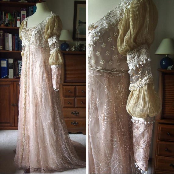 open lace back dress Katherine Parr Boleyn Queen French hood costume NEW Purple Gold Tudor –  Cosplayrr main image 1