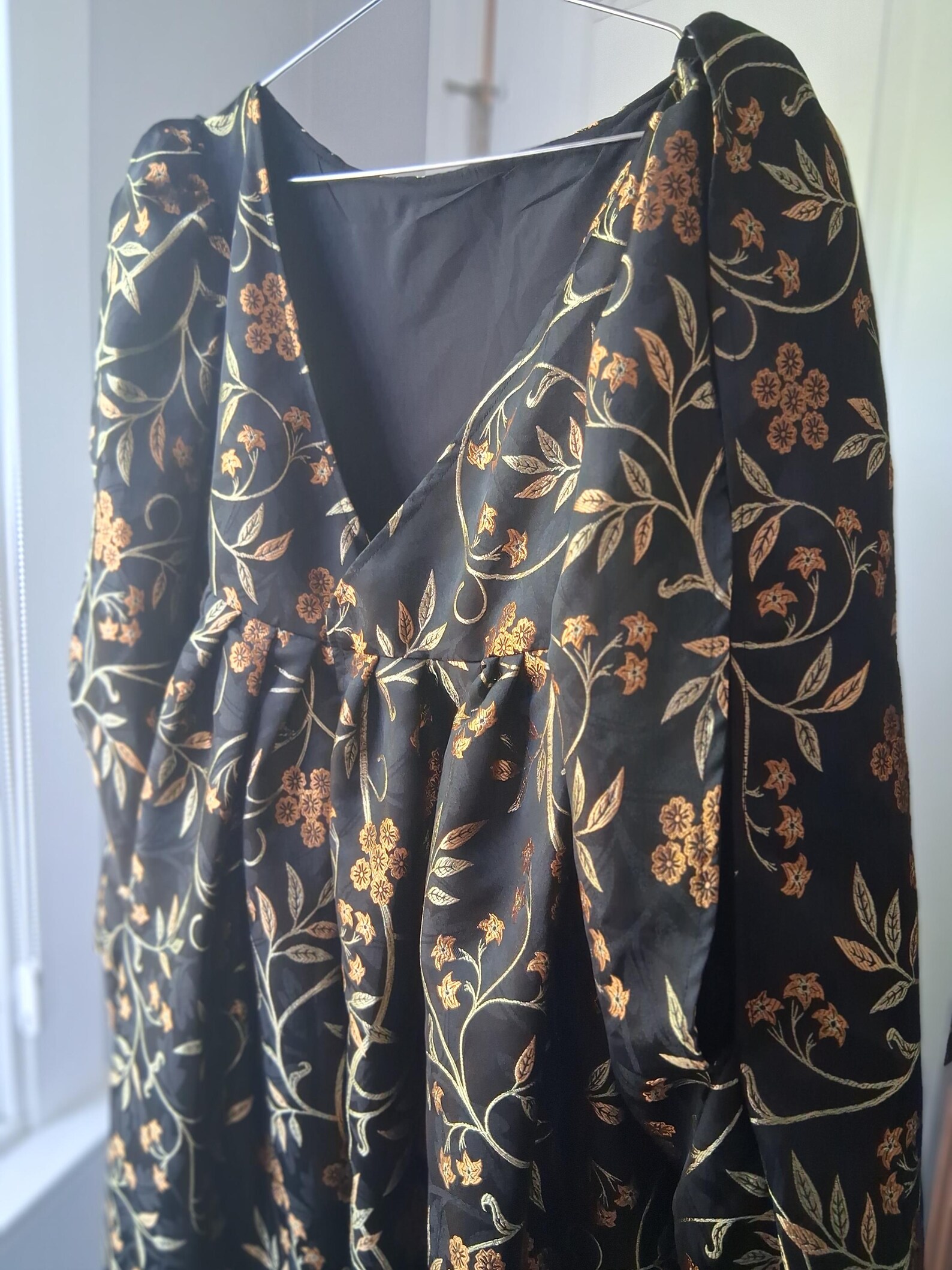 Italian Renaissance Cioppa Gown Dress Costume - Overdress Black Flower ...