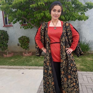 Italian Renaissance Cioppa Gown Dress Costume - Overdress Black Flower ...