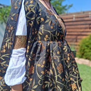 Italian Renaissance Cioppa Gown Dress Costume - Overdress Black Flower ...