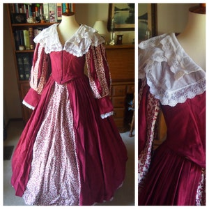 THEATER-MADE authentic reenactment gown - Queen Elizabeth Elizabethan Stuart Renaissance Cavalier Shakespearean Costume Dress Red SCA