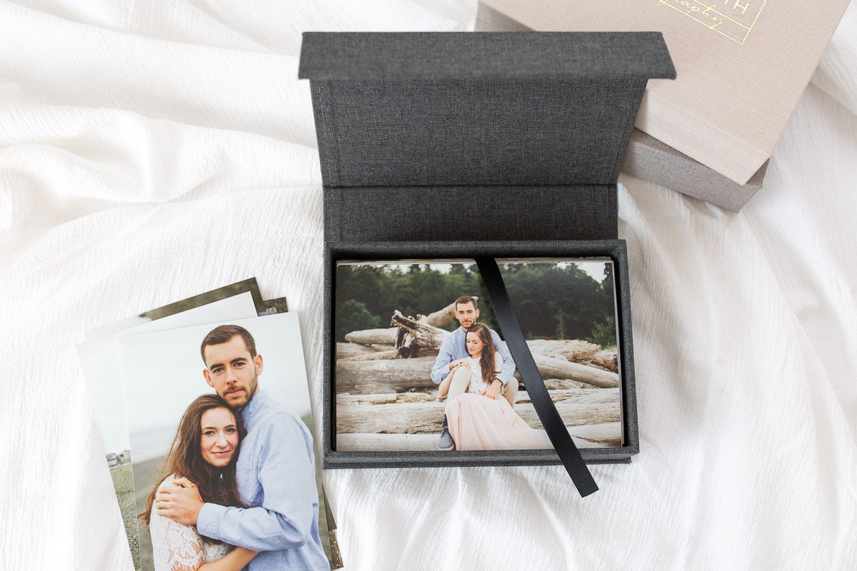 Wedding Photo Storage Box 4x6, 5x7, 6x8 , Personalized Linen Photo