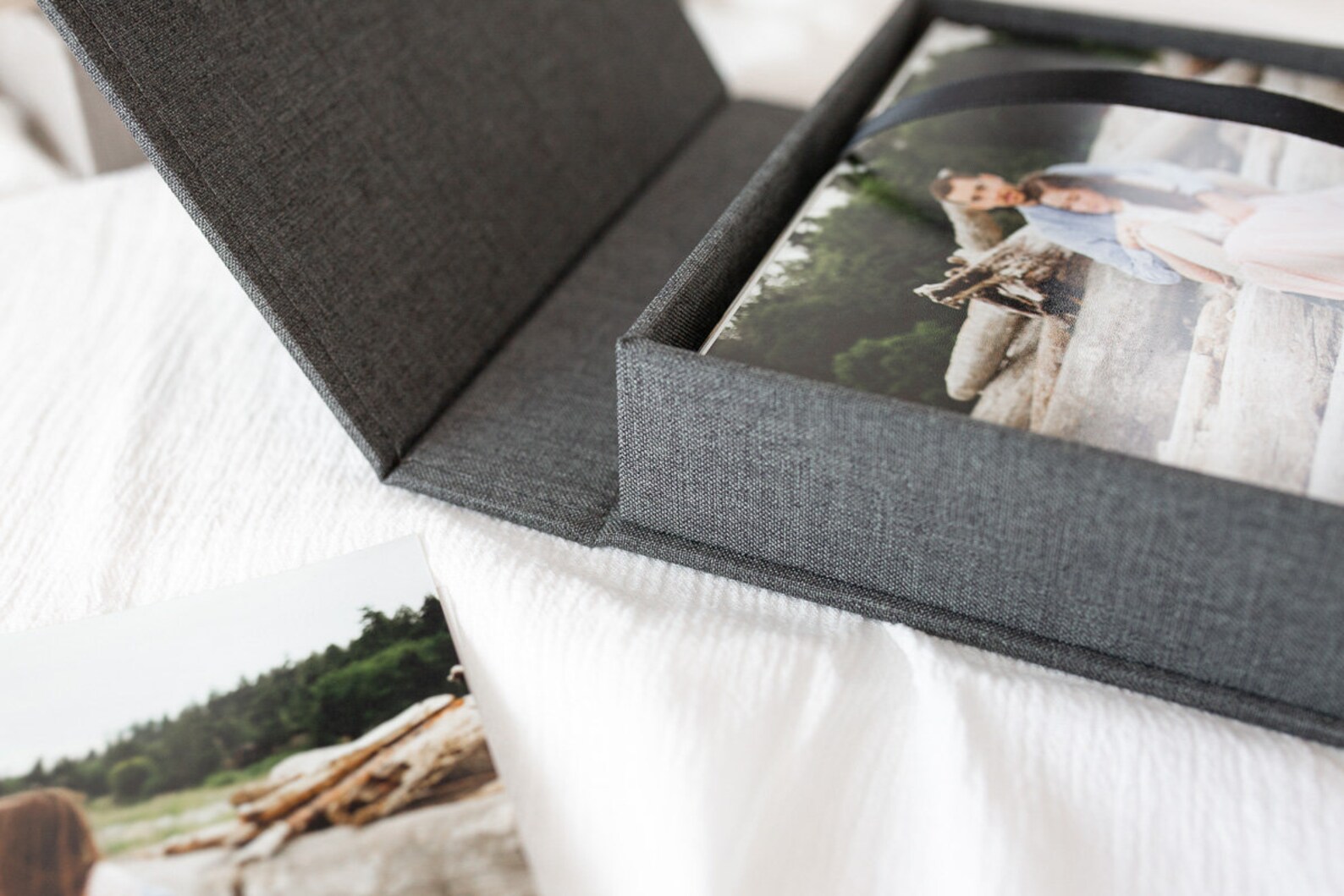 10 Charcoal Linen Photo Boxes Etsy
