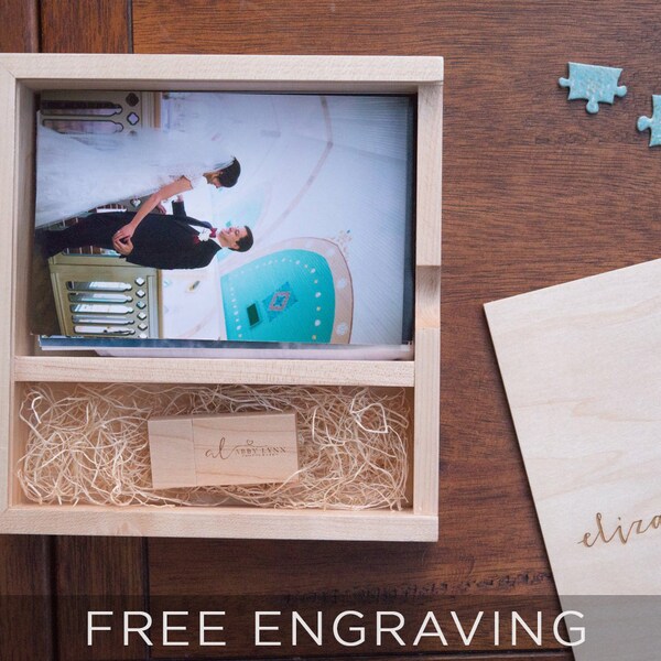 Engraved Maple Photo Box + USB 3.0