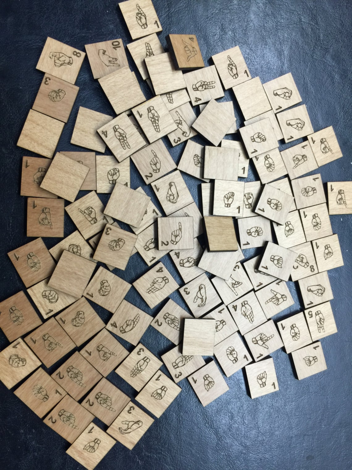 Alder Wood ASL Sign Language Scrabble Tiles Etsy