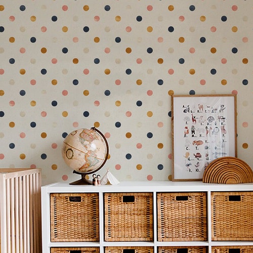 Peel and Stick Wallpaper With Polka Dot Pattern Removable Etsy