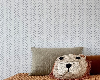 Grey herringbone wallpaper, Grey nursery wallpaper, Peel and stick wallpaper, Herringbone wallpaper, Grey wallpaper, Kids wallpaper, WFL116