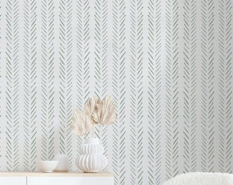 Sage herringbone wallpaper, Sage nursery wallpaper, Peel and stick wallpaper, Herringbone wallpaper, Custom wallpaper, WFL116