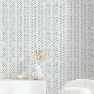 Sage herringbone wallpaper, Sage nursery wallpaper, Peel and stick wallpaper, Herringbone wallpaper, Custom wallpaper, WFL116