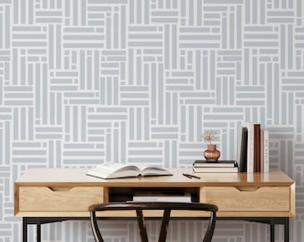 Blue peel stick wallpaper, Blue wall covering, Dusty blue bedroom wallpaper, Blue and white laundry room wallpaper, WFL177
