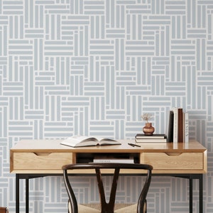 Blue peel stick wallpaper, Blue wall covering, Dusty blue bedroom wallpaper, Blue and white laundry room wallpaper, WFL177