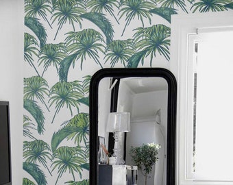 Papel tapiz de patrón tropical, papel tapiz extraíble exótico, papel tapiz de hojas de palma, pegatina de pared, papel tapiz autoadhesivo de hojas tropicales, 033